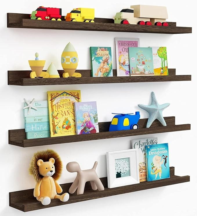 Forbena 36 Inch Long Picture Ledge Shelf, Wooden Floating Shelves by Forbena