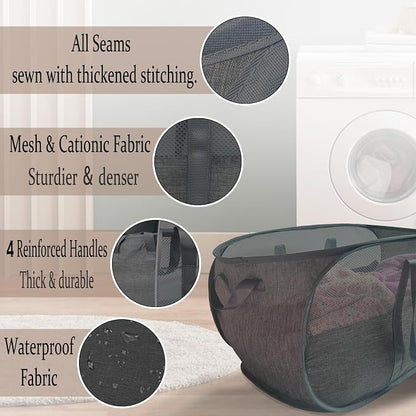Upgraded 100L Collapsible Laundry Basket, Extra Large Mesh Pop Up Laundry Hamper - Image 3