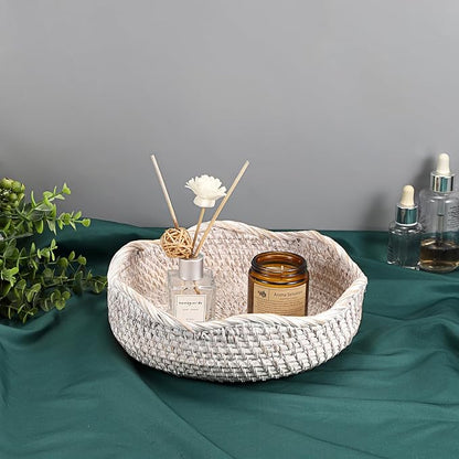 Hipiwe Rattan Key Basket for Entryway Table Handwoven Small Baskets Tray | - Image 4