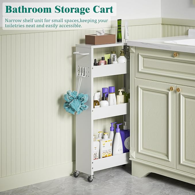 Slim Storage Cart, 4 Tier Rolling Kitchen Cart on Wheels - Image 7