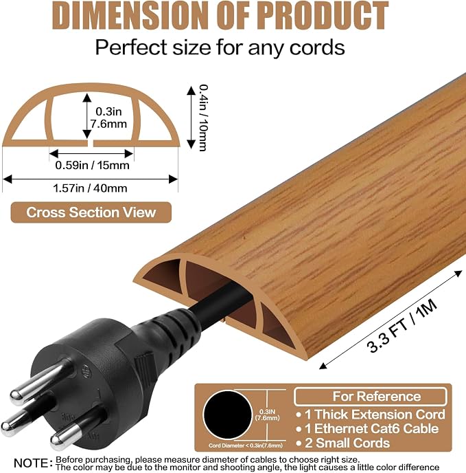 Floor Cord Cover Self Adhesive Cord Hider, 3.3FT Cable Management, Extension - Image 2