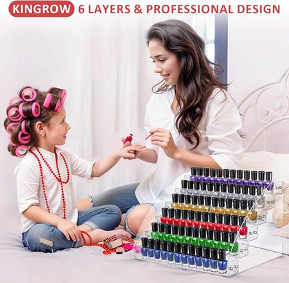 KINGROW Nail Polish Organizer Holder Rack 6 Layers Acrylic Display Rack - Image 4