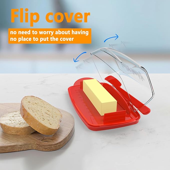 Butter Dishes with Lid for Countertop Refrigerator, Plastic Butter Dish Clear - Image 4