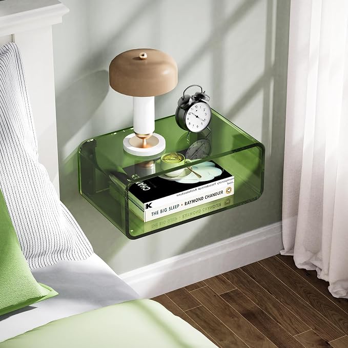 Acrylic Floating Nightstand, Bedside Table, Nightstand Shelf Wall Mounted - Image 2