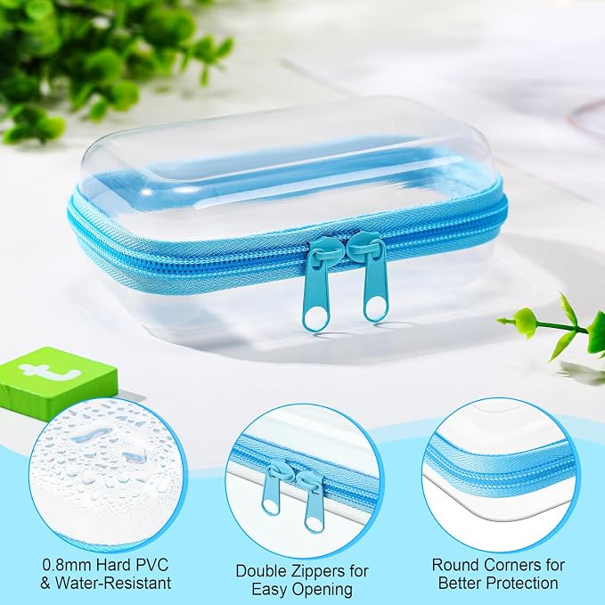 Sanwuta 6 Pcs Clear Hard Zipper Case Hard Plastic Zipper Pouches Transparent - Image 3