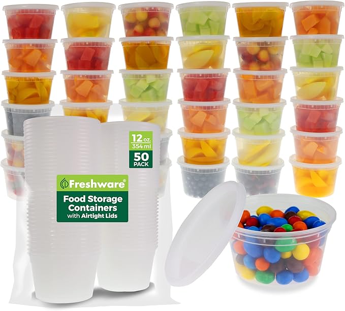 Freshware Food Storage Containers 12 oz Plastic Deli Containers by Unknown