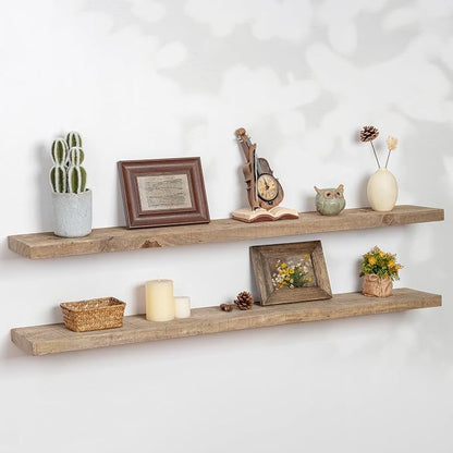 Floating Shelves | 8" Deep Rustic Reclaimed Barnwood Wall Hanging Shelves by FLYJOE