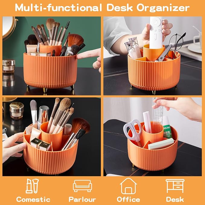 360° Rotate Makeup Brush Holder Organizer, Makeup Organizers Countertop - Image 3