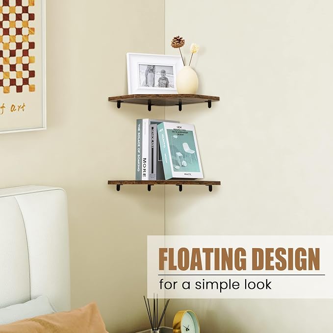 Fun Memories Corner Shelf Wall Mount, Floating Corner Shelves, Rustic Wood Wall - Image 7