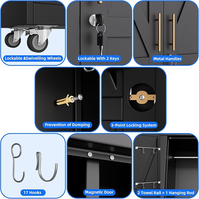 Black Broom Closet Storage Cabinet - Image 5