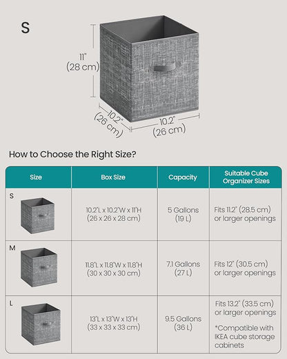 SONGMICS Storage Cubes, 10.2 x 10.2 x 11 Inches Non-Woven Fabric Bins - Image 5