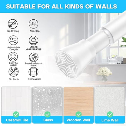 AIZESI 1Pc Spring Tension Curtain Rod, Adjustable 45-77 Inch, perfectly suitable - Image 2