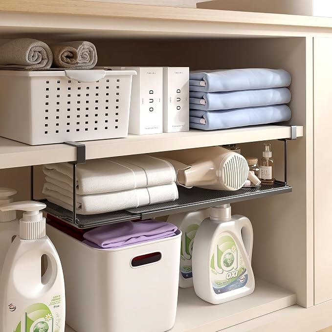 Expandable Under Cabinet Shelf, Extendable Under Shelf Storage - Image 5