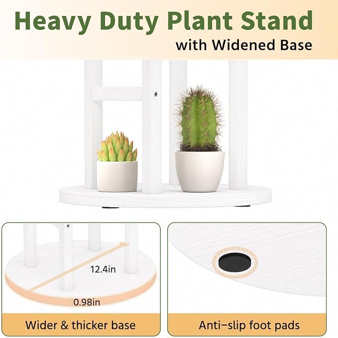 LASZOLA 4 Tiered Wood Plant Stand Indoor Corner, Flower Holder Rack Tall - Image 3