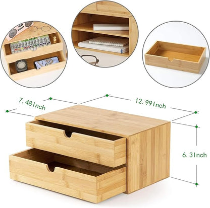 Bamboo Desk Drawer Organizer, Desktop Organizer - Image 3