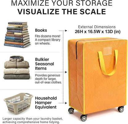Oversized Wheeled Moving Bags, Heavy-Duty Zippered Tote - Image 2