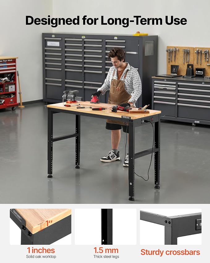 VEVOR Adjustable Workbench, 48 x 20-inch Heavy Duty Work Bench - Image 6