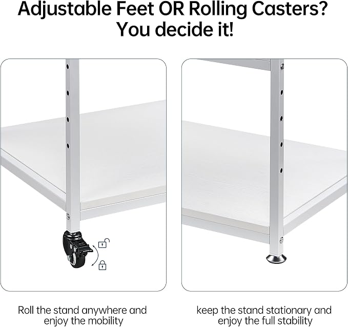 White Printer Stand, 23.6 x18.9 x 30 Inches Big Size Printer Table - Image 9