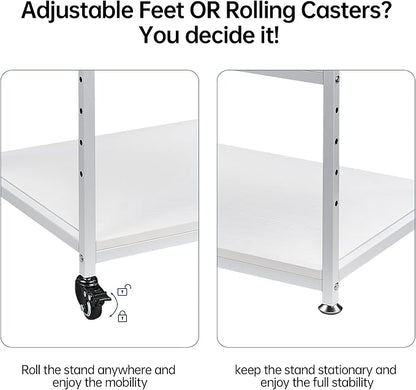 White Printer Stand, 23.6 x18.9 x 30 Inches Big Size Printer Table - Image 9