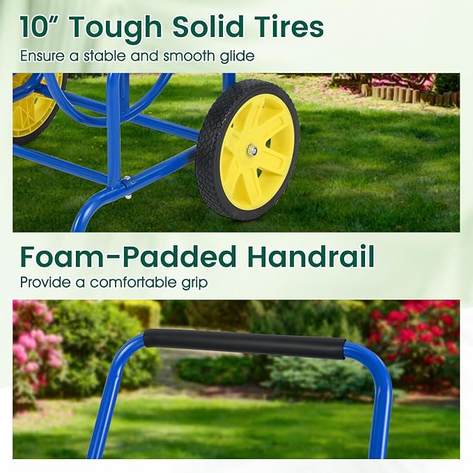 Goplus Garden Hose Reel Cart, 230ft 5/8" or 300ft 1/2" Heavy-Duty Metal Hose - Image 8