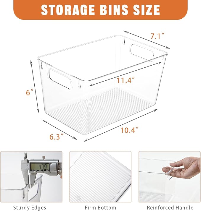 6 Pack Large Clear Plastic Storage Bins, Plastic Containers - Image 2