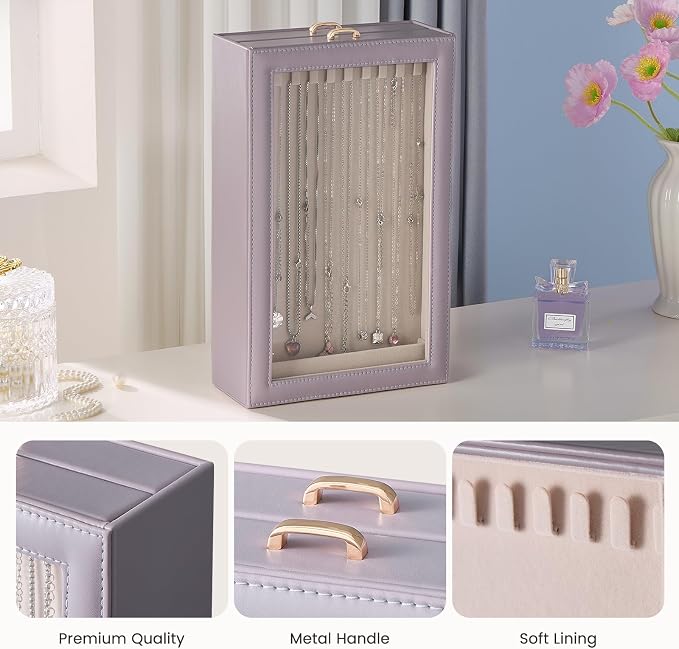 Lolalet Necklace Organizer Box, 2-Layer Jewelry Storage Boxes - Image 4