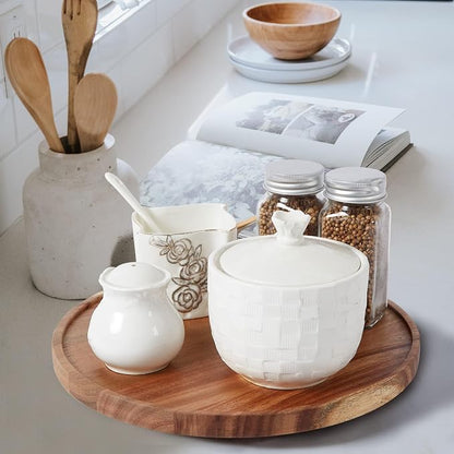 12-inch Acacia Wood Lazy Susan Organizers, Turntable - Image 5