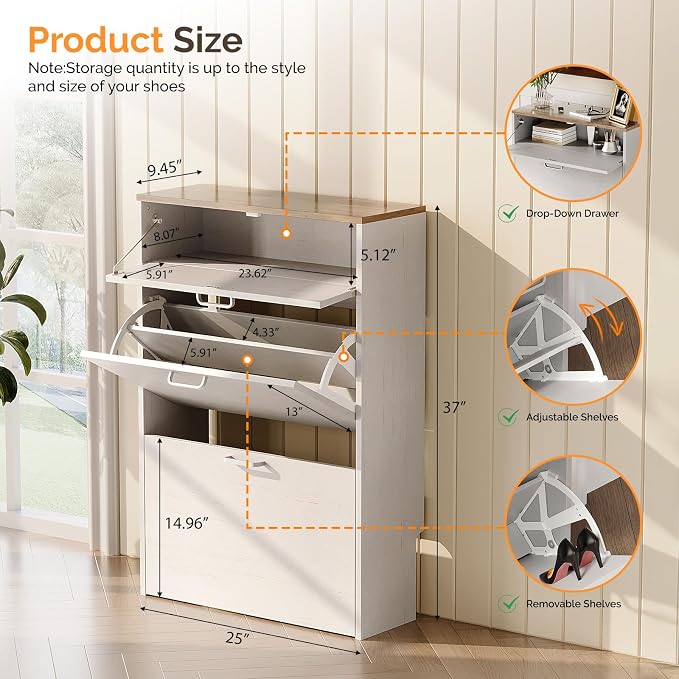 VINGLI Shoe Cabinet Storage for Entryway Ultra Slim - Image 2
