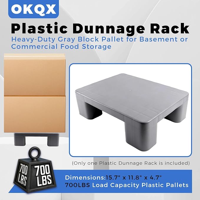 Plastic Dunnage Rack – Heavy-Duty Gray Block Pallet - Image 3
