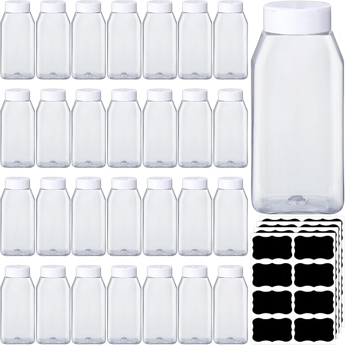 Mifoci 28 Pack 16 oz Plastic Spice Jars by Mifoci