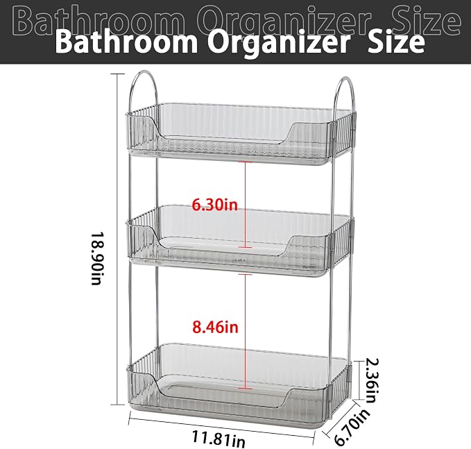 shuang qing 3 Tier Bathroom Counter Organizer Countertop Storage, Cosmetics - Image 3