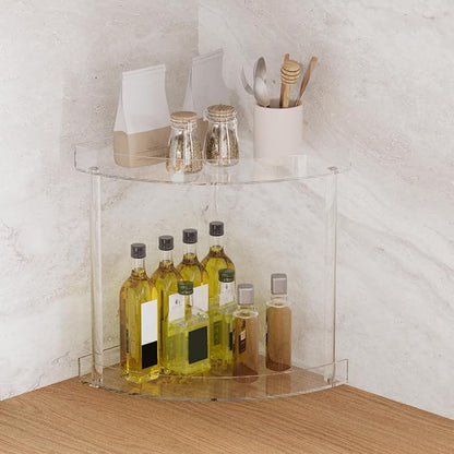 Bathroom Counter Organizer Countertop 2 Tier Storage Acrylic Corner Makeup - Image 5