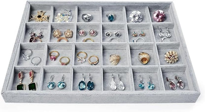 Oirlv 24 Grid Ice Velvet Jewelry Drawer Organizer Tray Stackable Jewelry Trays - Image 6