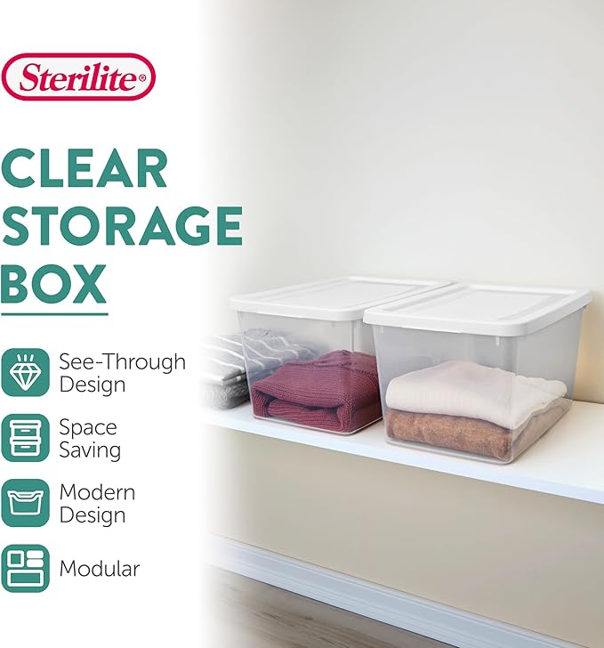 Sterilite 12 Pack Storage Boxes, Lightweight Home Organizers - Image 3