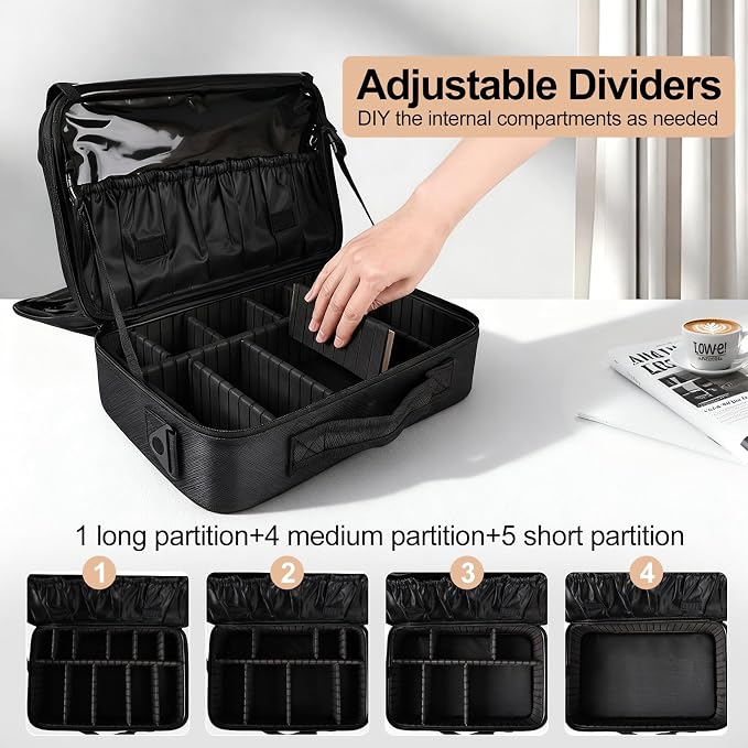 Greenfeather Travel Makeup Bag, Professional Cosmetic Train Case Organizer - Image 5