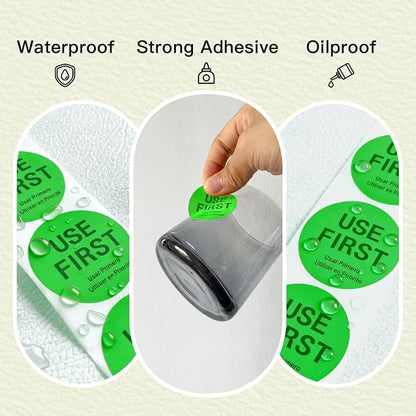 500 Pcs 1.5 Inch Use First Stickers Food Service Roll, Risepekt Green FIFO Label - Image 4