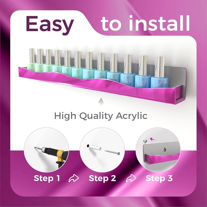 YMVV Wall-Mounted Nail Polish Organizer Rack - Image 4