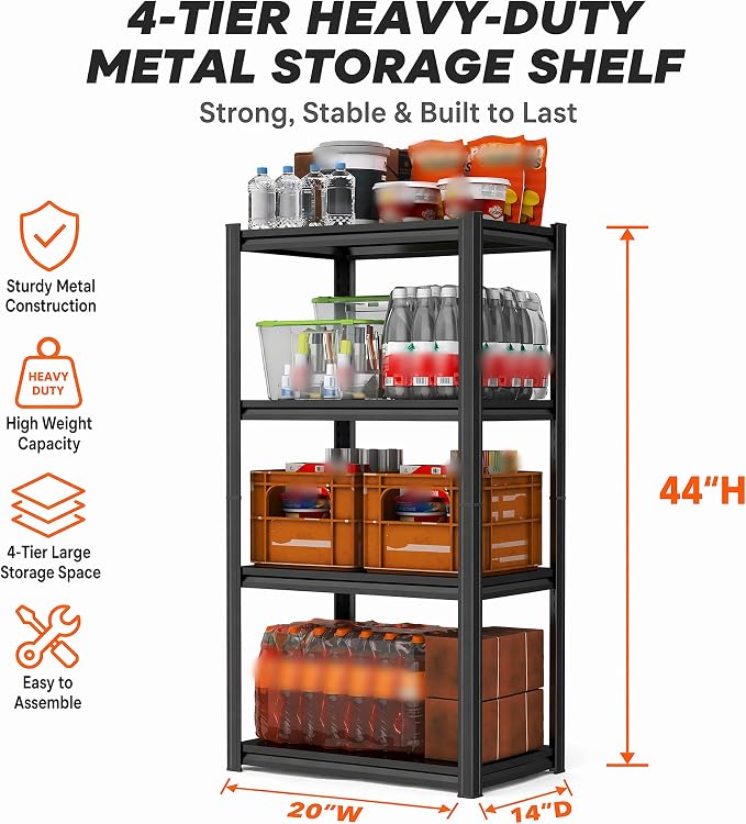 PRESTELION Garage Shelving 4-Tier Metal Storage Shelving Unit, 2000 LBS Total - Image 3