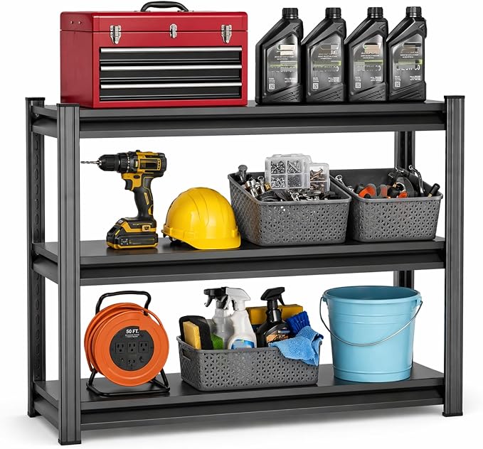 Garage Shelving Small Bookshelf Storage Shelves Heavy Duty 1200LBS 3 tier by PRESTELION