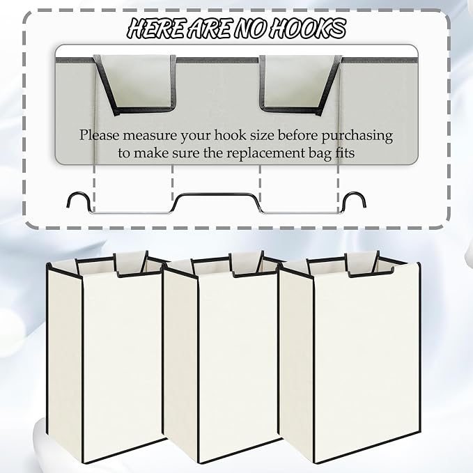 3 Pack Large Laundry Sorter Replacement Bags, Hamper Cart Removable Replacement - Image 3