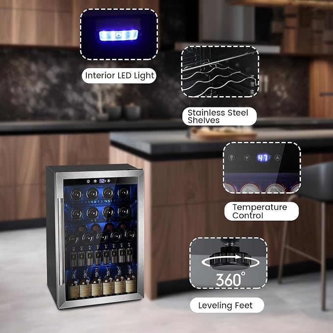 Wine Cooler 37 Bottle Freestanding Fridge - Image 6