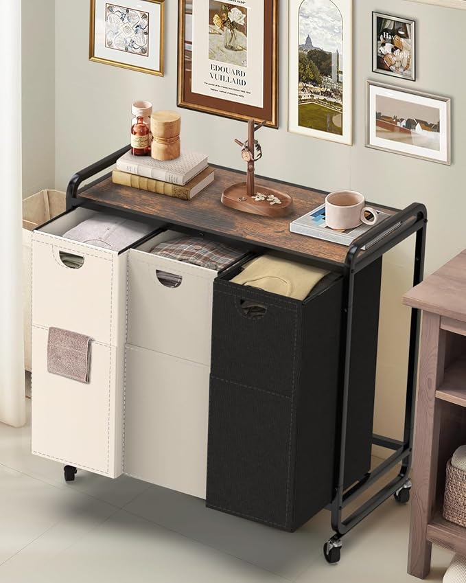Laundry Sorter 3 Section, Laundry Basket by ELOWEN