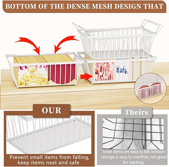 Freezer Organizer Bins ，Enhanced Leak-Proof Bottom，4 Pack Stackable Deep - Image 2