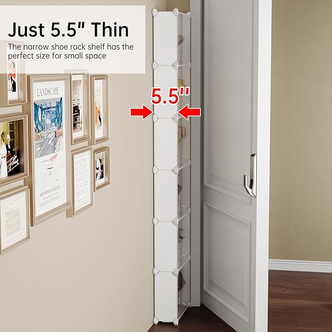 MAGINELS 6-Tier Slim Shoe Storage, Narrow Shoes Rack, Hidden Closet Organizer - Image 3
