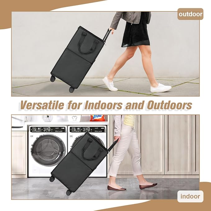 Bukere Extra Large Rolling Laundry Basket - Image 4