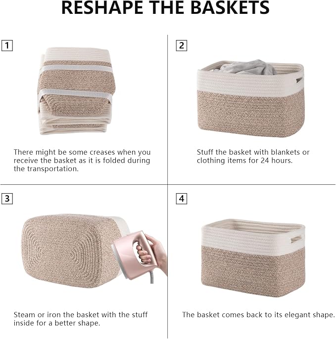 4 Pack Storage Baskets for Organizing, Woven Baskets for Shelves - Image 6