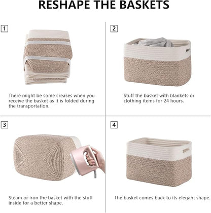 4 Pack Storage Baskets for Organizing, Woven Baskets for Shelves - Image 6