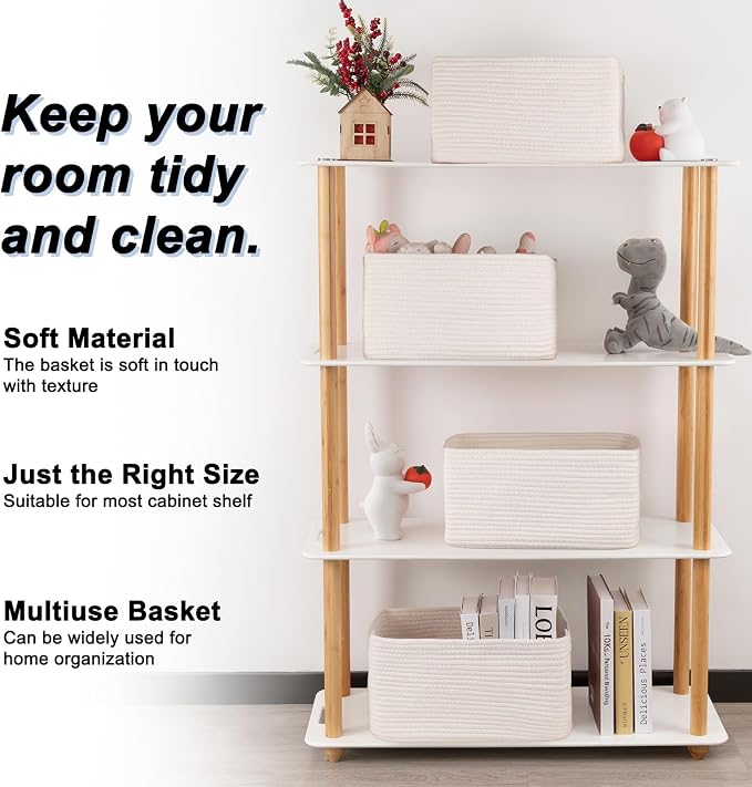 4 Pack Storage Baskets for Organizing, Woven Baskets for Shelves - Image 4