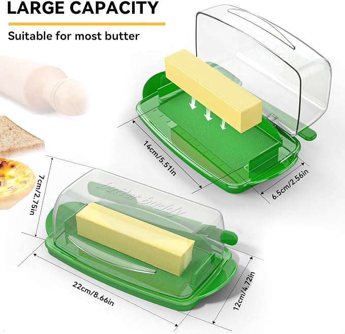 Butter Dishes with Lid for Countertop Refrigerator, Non-Slip Bottom Butter - Image 6