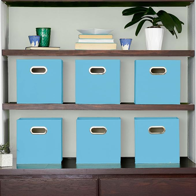 Household Essentials Foldable Fabric Storage Cubes 6-Pack – 11x11x11 Stackable - Image 3